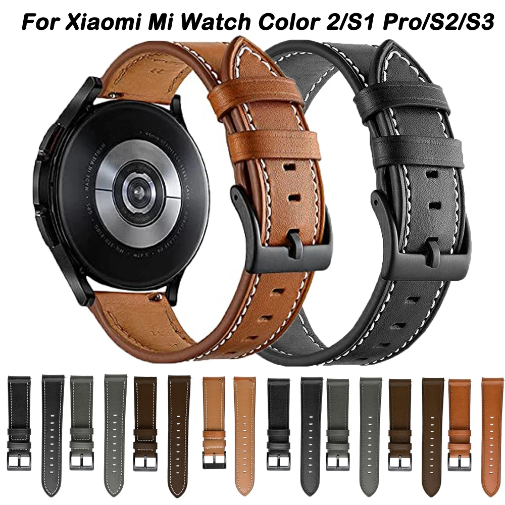 

Кожаный ремешок для часов Xiaomi MI Watch 2/S1/Pro Active, браслет для смарт-часов Mi Watch S2 42 46 мм/S3, 20 22 мм