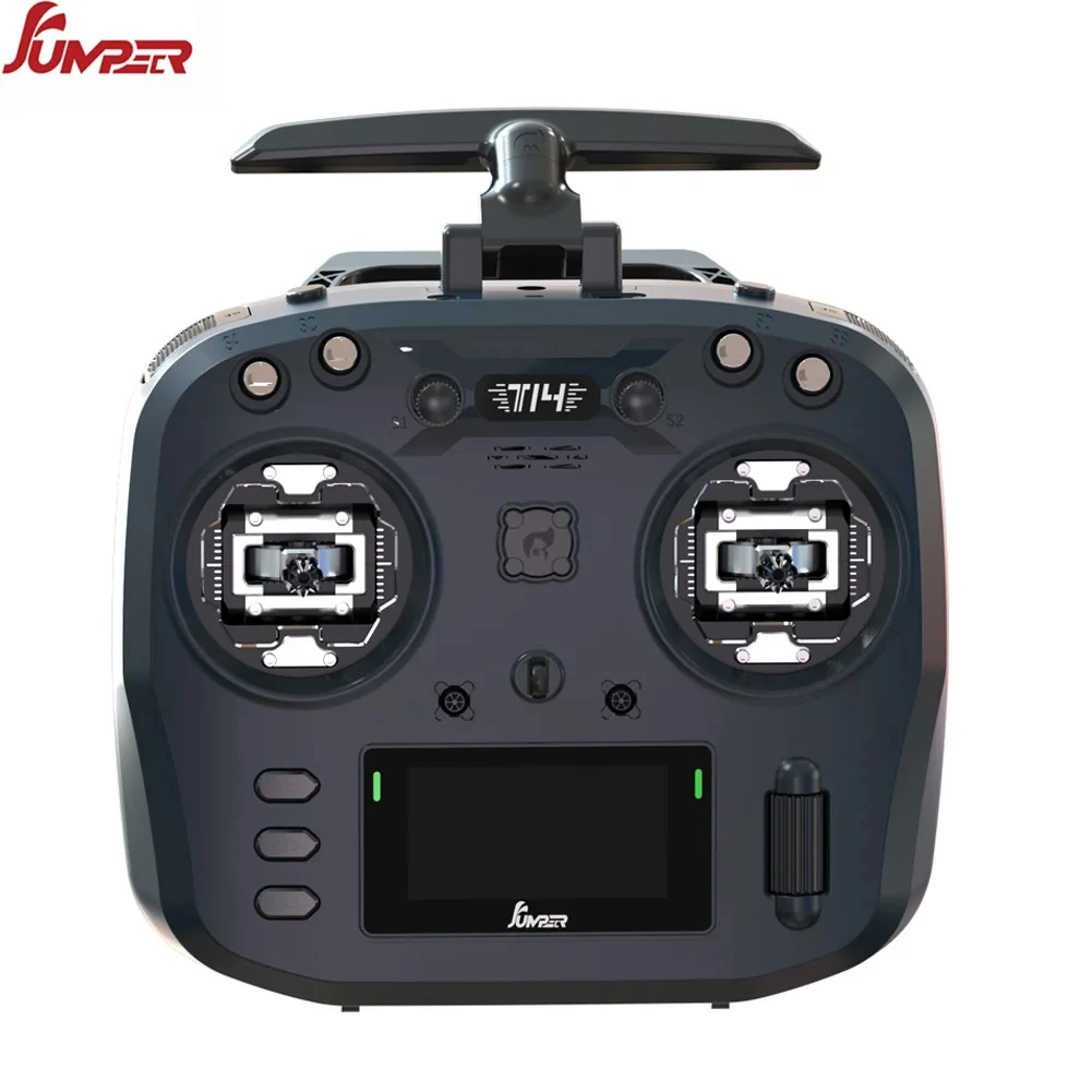 

Jumper T14 2.4Ghz/915Mhz 1W ELRS Remote Control CNC Hall Sensor Gimbals Bi-directional Foldable Antenna OLED Display FPV Drone