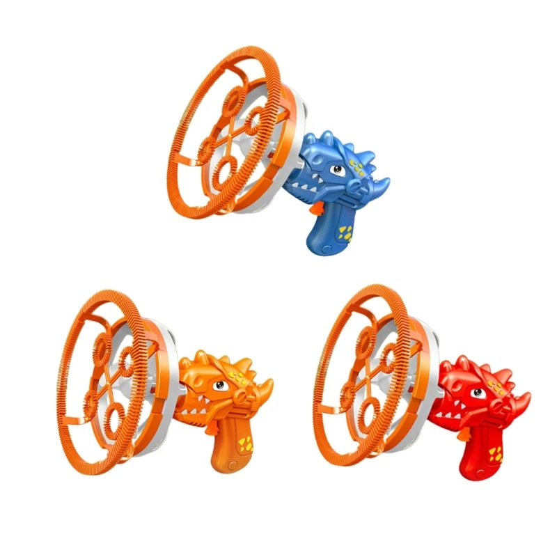 

2in1 Bubble Machine Toy Cartoon Dinosaur Blower with Removable Fan Bubble Maker