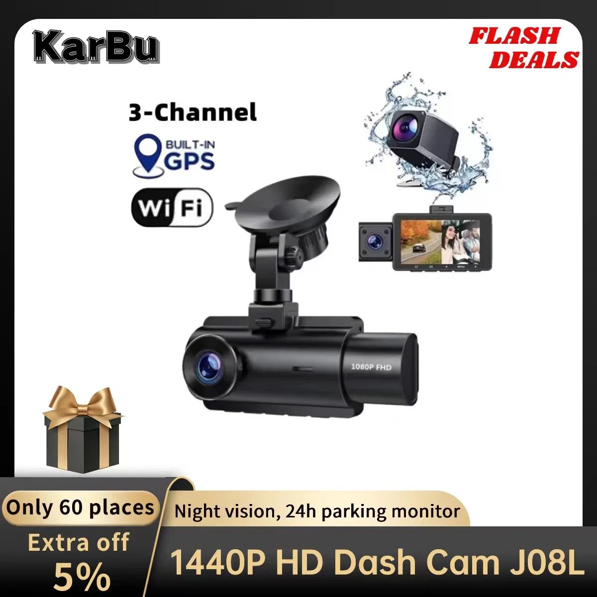 Dash Cam for Car Camera 1440P Dvr Para Coche Dashcam GPS WIFI 24h Parking  Monitor 3 Dvrs Per Cars Kamera Samochodowa Rejestrator