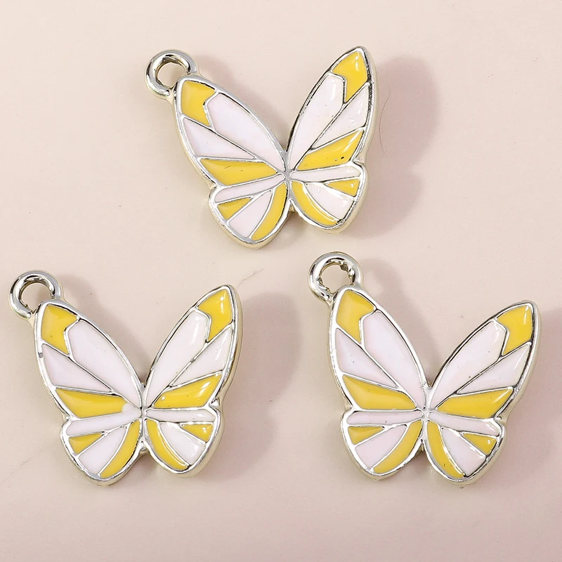 20 Stück 20x20mm Niedliche Tier-Anhänger, Emaille Fliegende Schmetterlinge Charms für Schmuckherstellung, Ohrringe, Halsketten, DIY-Bastelbedarf – Detail 3