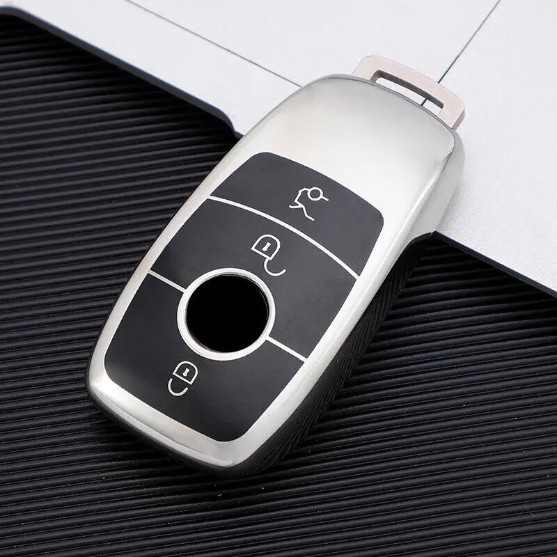 Chrome Car Key Cover Fob Case Key Shell For Mercedes Benz C E S Class