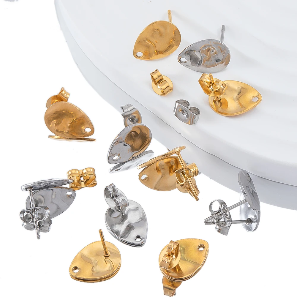 10 Stück Wassertropfen-Ohrringbasis aus Edelstahl mit gewellter Oberfläche für DIY-Anhänger, Ohrringe, Schmuckherstellung, Zubehör – Detail 5