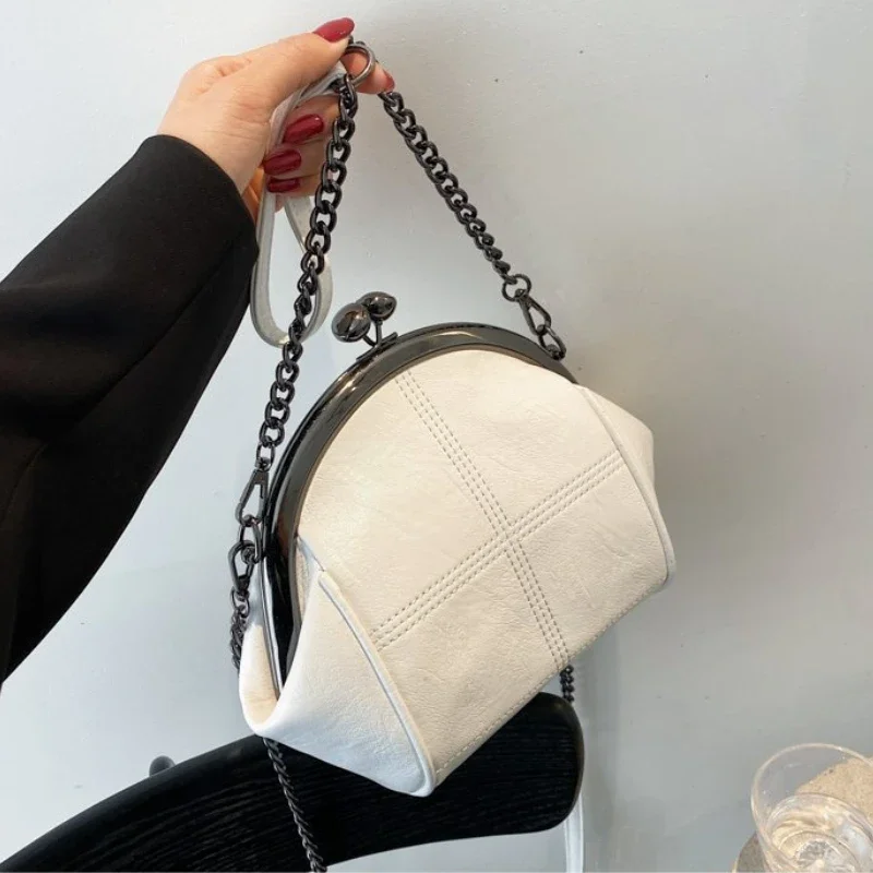 PU Shell Solid Thread Chains Shoulder Bags Crossbody Bag Women