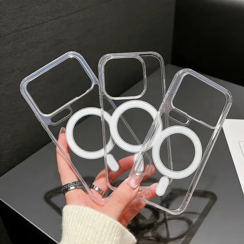 Magnetic Clear Shockproof Phone Case with Wireless Charging Compatibility