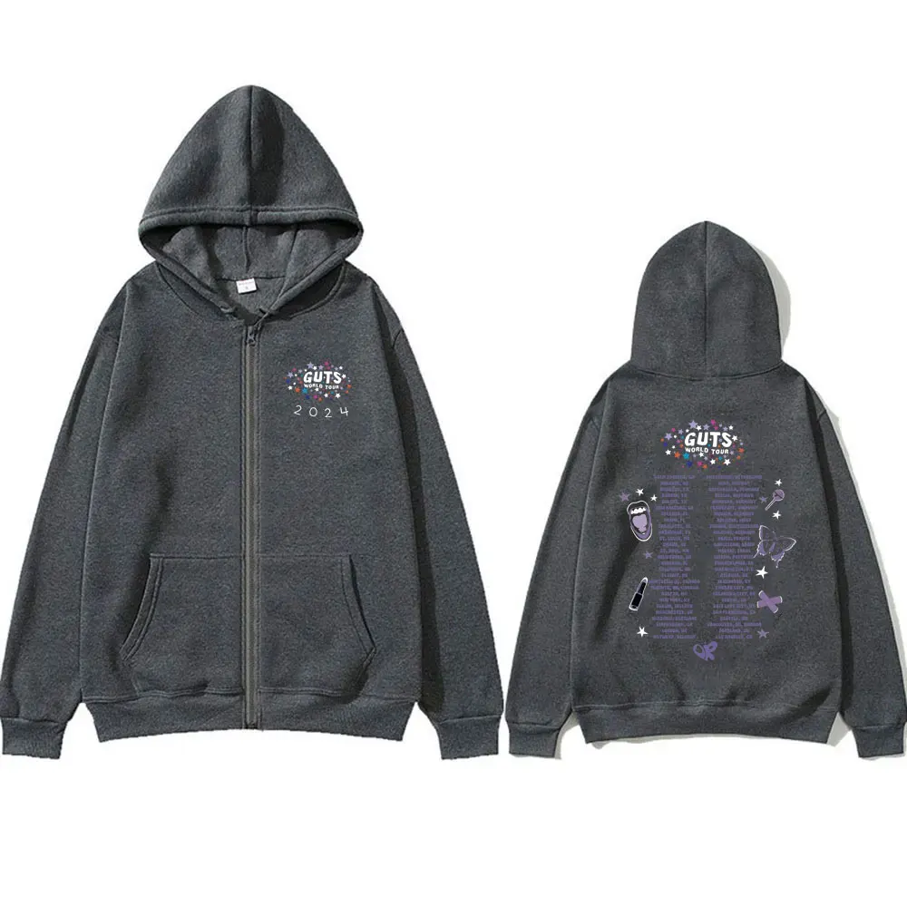 Vampire Guts 2024 World Tour Concert Zipper Hoodie Men Women Fashion Loose Oversized Zip Up Jacket Unisex Vintage Casual Hoodies