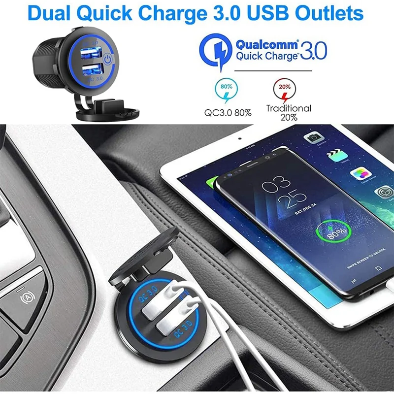 QC 3.0  USB  ,  12V, 24V USB ܼƮ,  ġ , ڵ, ؾ, RV,  2 
