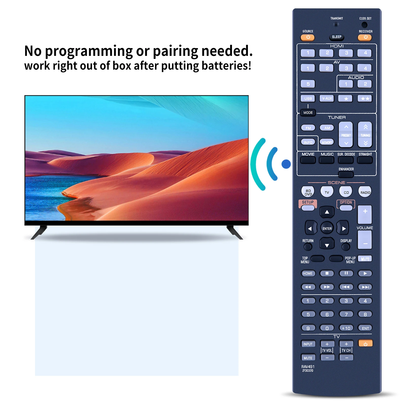 Yamaha avレシーバー,rav491用リモコン,rav494 HTR-4066 RX-V475 rx