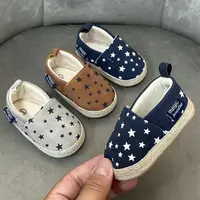 Fashionable Baby Boy Canvas Spring And Autumn Flat Shoes With Star Embellishment soft Sole 0-18M Newborn Soft Sole Anti Slip 1