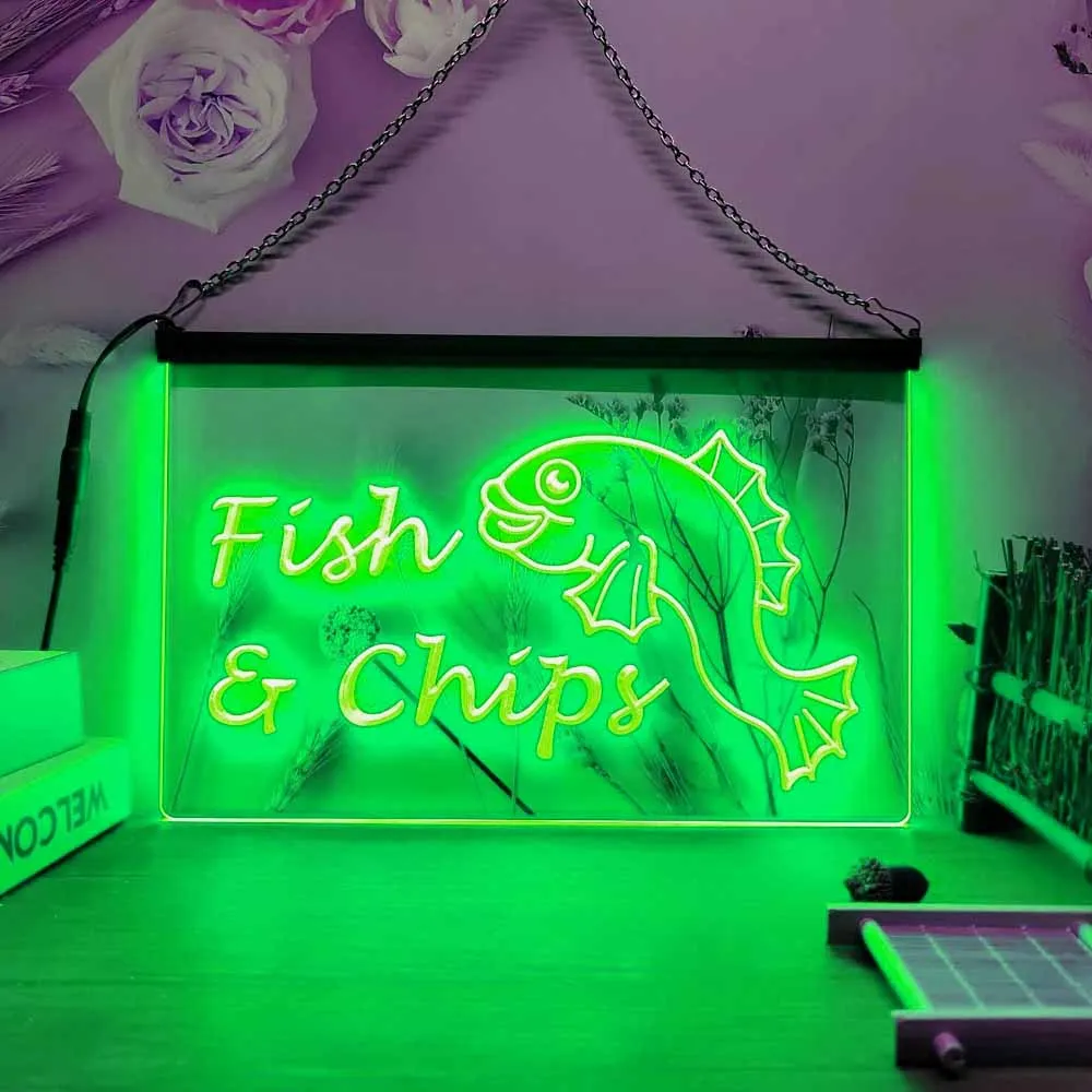 

Fish & Chips светодиодный неоновая вывеска-3D резьба настенное искусство для дома, комнаты, спальни, бизнесдекоративная лампа, офиса, фермерского декора неоновая вывеска