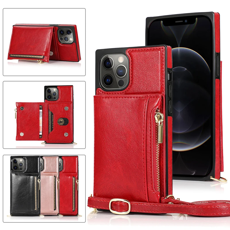

For iPhone 15 Plus 14 Pro 14 Plus 13 Mini 12 Pro Max 12 Pro X XR SE 2022 8 7 6 6S Plus Wallet Diagonal Zipper Mobile Phones Case