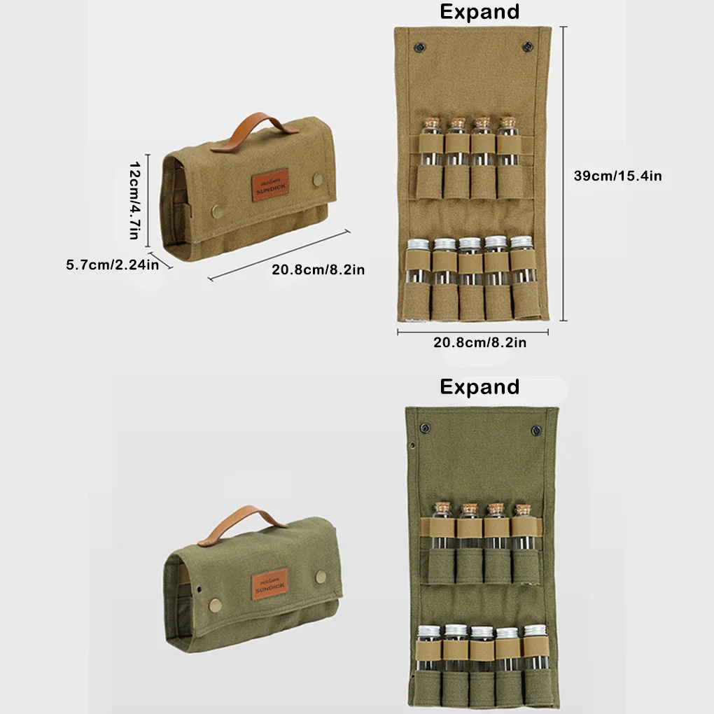 Camping Storage Bag Camping Seasoning Bottles Storage Bag Pouch Multifunctional Folding Large Capacity Picnic Travel Hiking Holder Sand