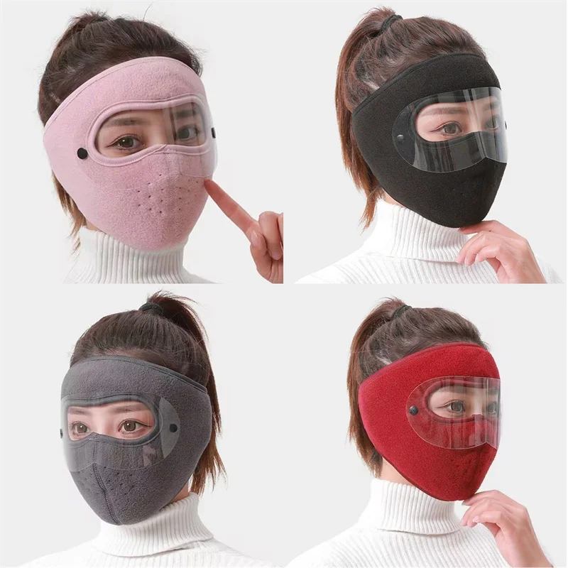 Outdoor Windproof Anti Dust Full Face Masks Cycling Ski Breathable Masks Eye HD Anti Fog Goggles Hood Cover Winter Warm Hat Caps