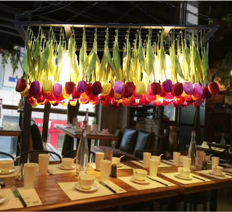 Description Picture 4 of itemPlant pendant light Creative and personalized floral pendant light Industrial style restaurant green plant lights