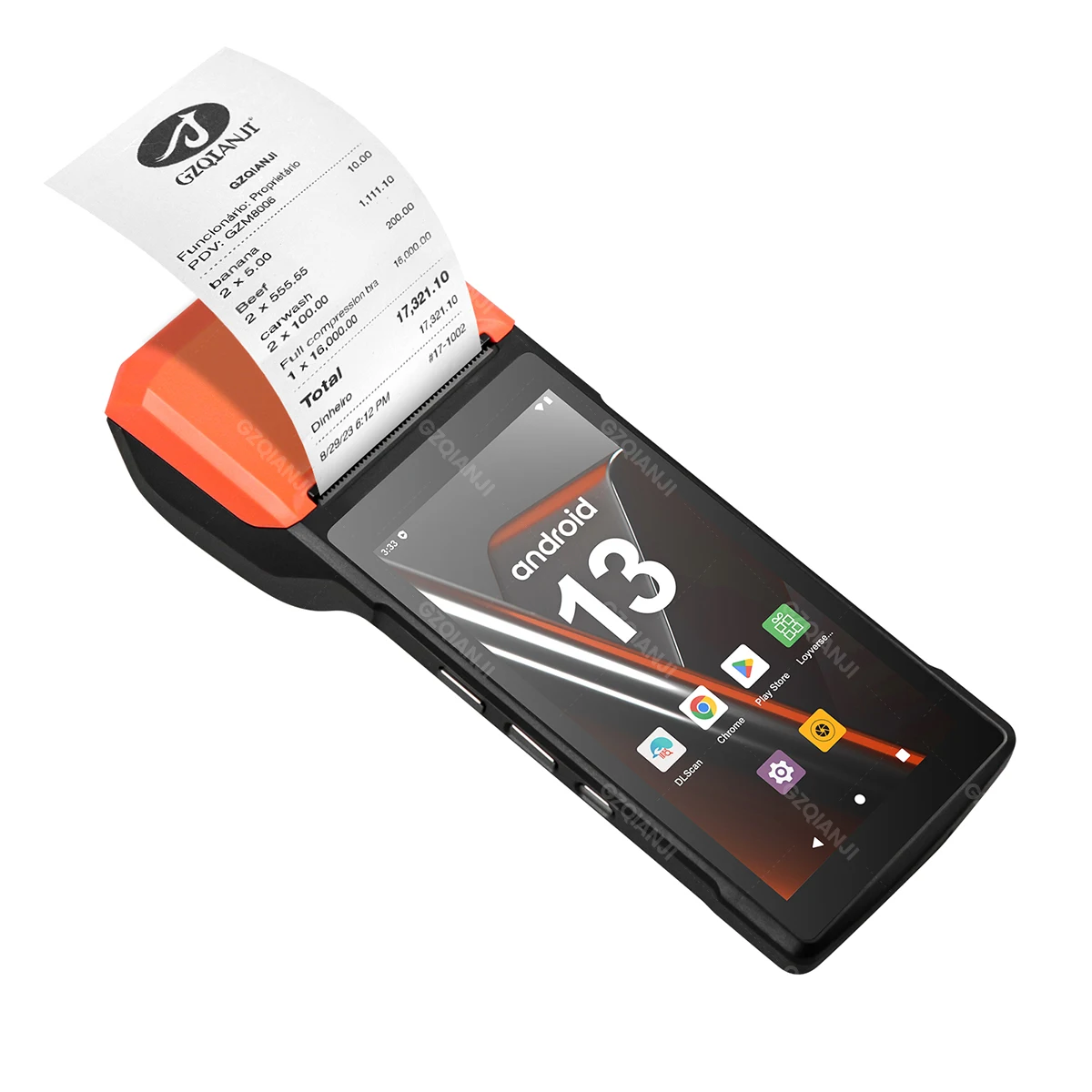 Description Picture 3 of item4G Android 13 PDA with NFC Thermal Bill Receipt Printer All in one Handheld Terminal POS Machine 2D Barcode Scanner for Loyverse