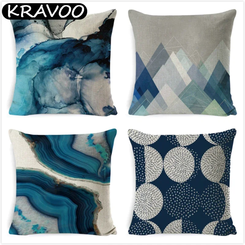 

Cushion Cover Blue Beach Forest Abstract Cushion Case Polyester Pillowcase Home Office Sofa Waist Pillow Case 45*45cm kussen