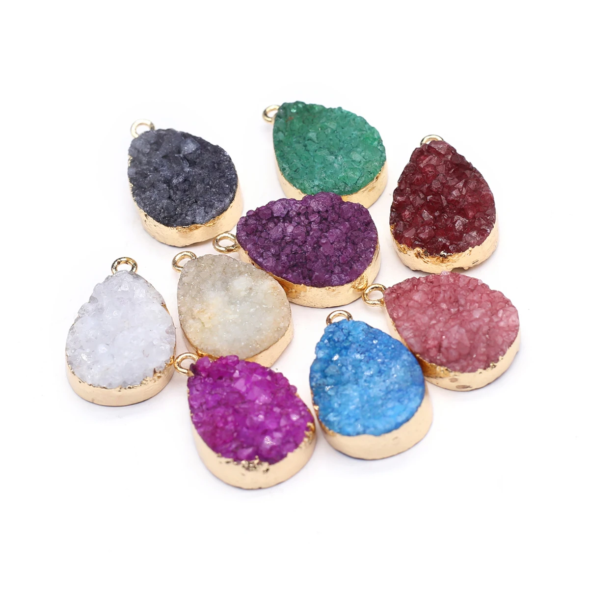 

5 Pcs Water Drop Shape Random Healing Crystal Stone Pendants Agate Charms for Making Jewelry Necklace Gift