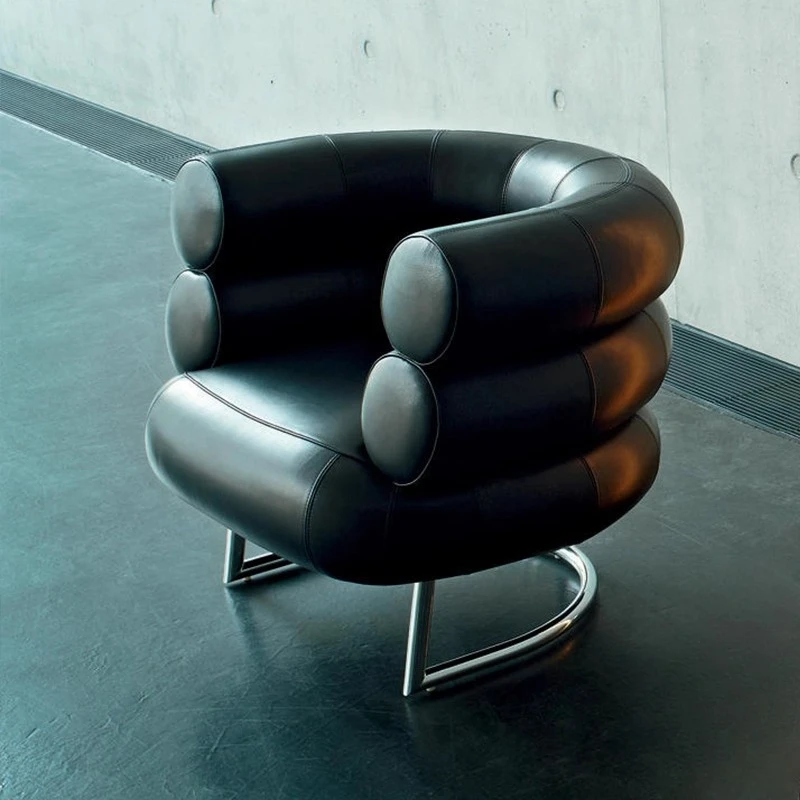 Mid-Century Vintage Single High-Quality Designer Leather Armchair Iconic Bibendum Chair Stylish Elegant Living Room Furniture
