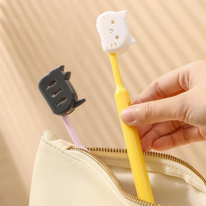 Portable Toothbrush Head Cover Cat Shape Toothbrush Protector Cap Travel Hiking Plastic Case Bathroom Accessories