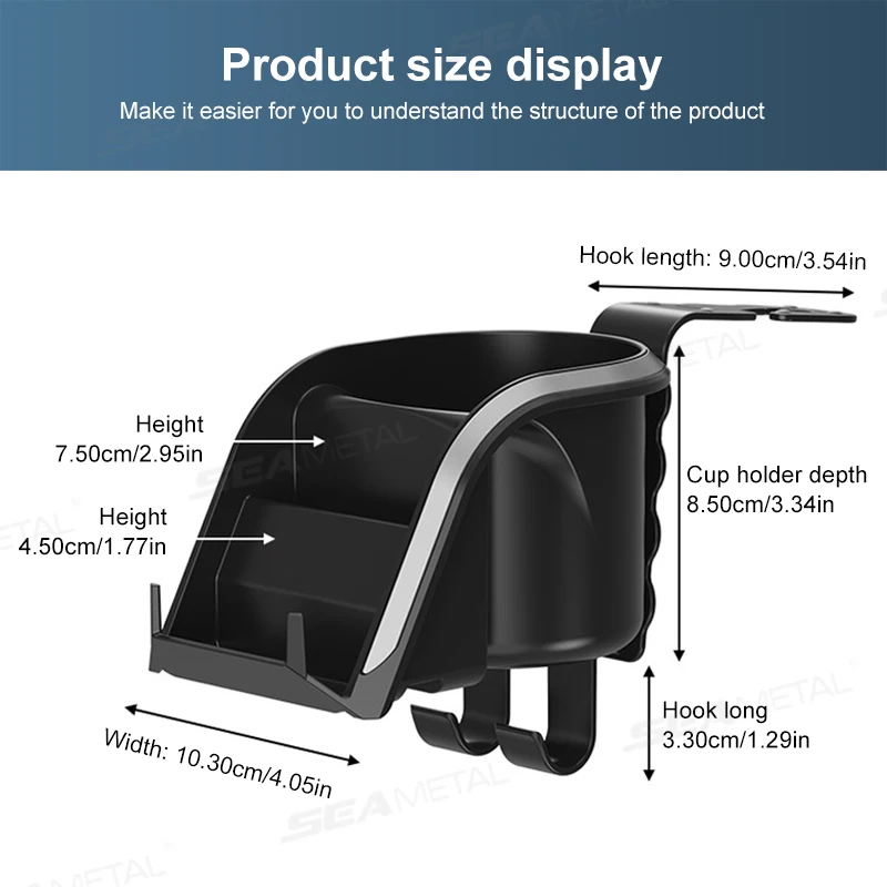 Black ABS Car Headrest Cup Holder Phone Mount