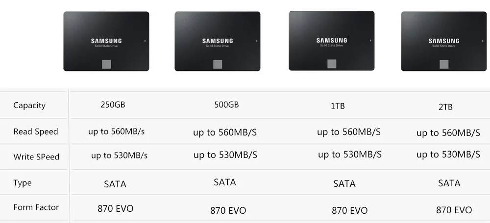 SAMSUNG-Disque dur interne 870 EVO SSD, SATA 3.0, 4 To, 500 Go, 250 Go,  jusqu'à 560 Mbumental, SSD 100% d'origine, 1 To, 2 To - AliExpress