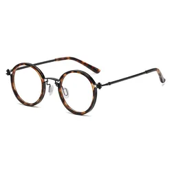 High-Quality Men's Round Alloy Reading Glasses with Anti Blue Light Clear Lenses - +100 (Turtle)