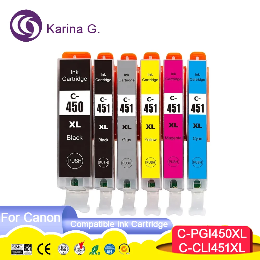 PGI-450XLBK 450 451 450XL 451XL PGI450 CLI451 Compatible Color Inkjet Ink Cartri