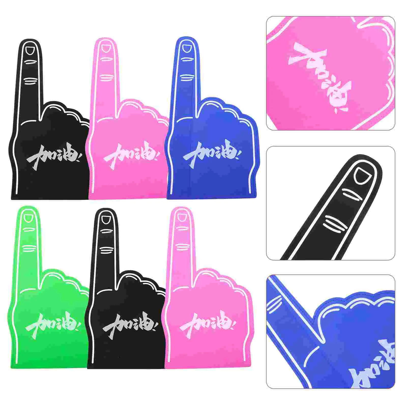 

6 Pcs Eva Foam Fingers Hand Gloves Sporting Events Big Bubble Cheering for