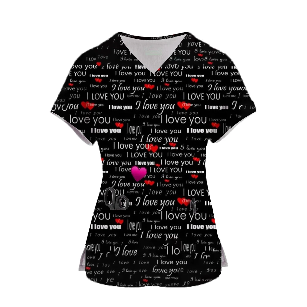 

Women's Nursing Clothing High-quality Print Top Accessories Doctors Medical Uniform Hospital Nurse Beauty Salon Scrubs Top Women
