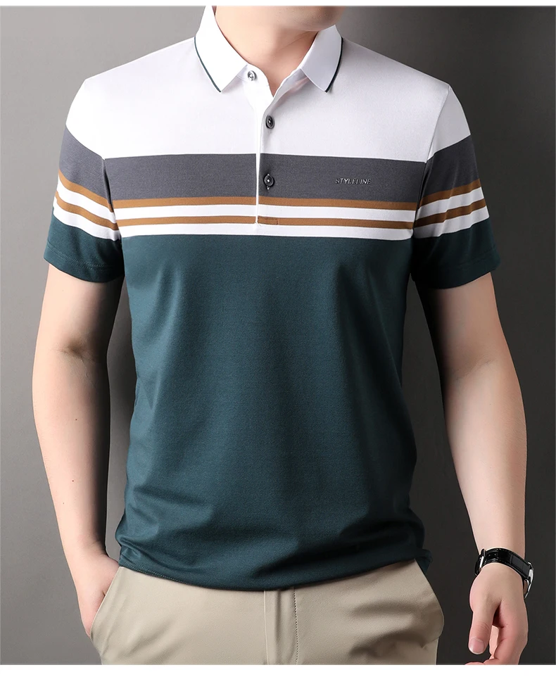 High end fashion brand polo shirt striped short sleeved men's 2024 summer letter print comfortable and breathable casual T-shirt 20 S052ca12d84fb4b7a8d5905bc2c81ddd2V