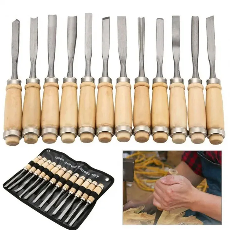 

12 Piece Carving Knife Woodworking Carving Chisel Carving Knife Set Hand Carved Flat Chisel Woodworking Carving Knife Set