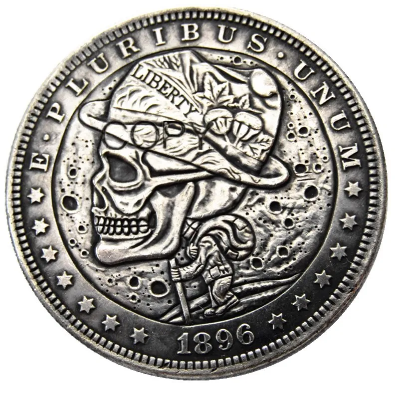 Hb(12)Us Hobo Morgan Dollar Skull Zombie Skeleton Monete Placcate Argento