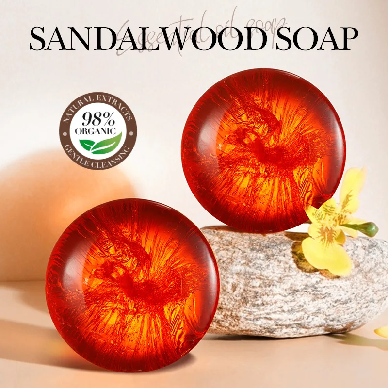 SADOER Sandalwood Facial Soap Face Wash Foam Facial Cleanser Face Whitening Moisturizing Anti-Aging Anti Acne Body Handmade Soap