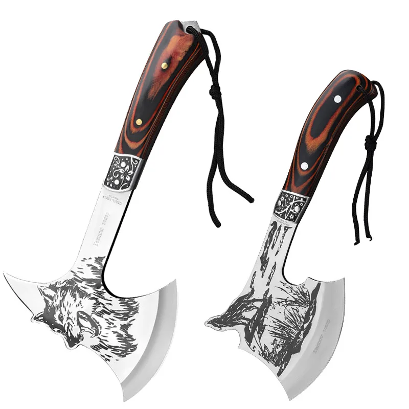 Outdoor stainless steel high hardness fire axe, household bone chopping axe, camping portable logging survival axe 5