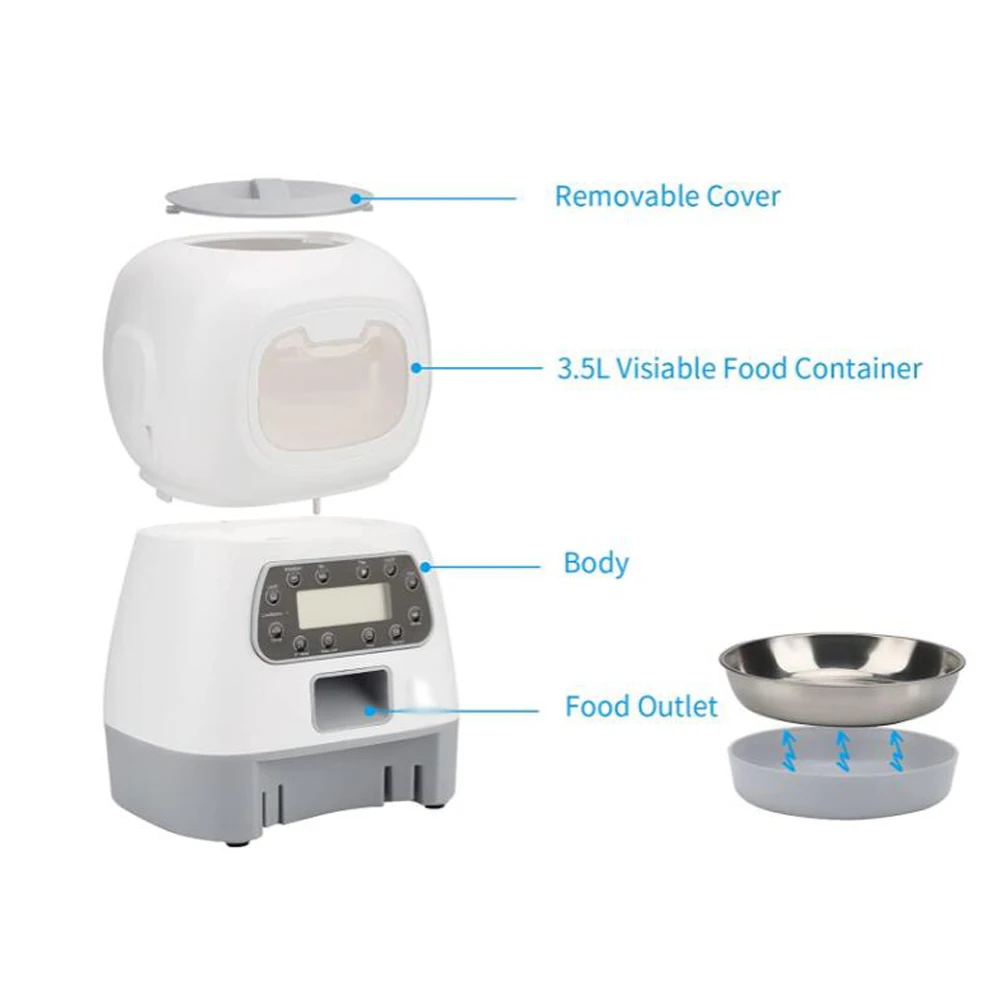 Automatic Pet Feeder Pf 19 Notice En Français Smart Pet Feeder 3.5L Automatic Food Dispenser For Cats Dogs Timer  Stainless Steel Bowl Auto Dog Cat Pet Feeding Pet Supplies | AliExpress