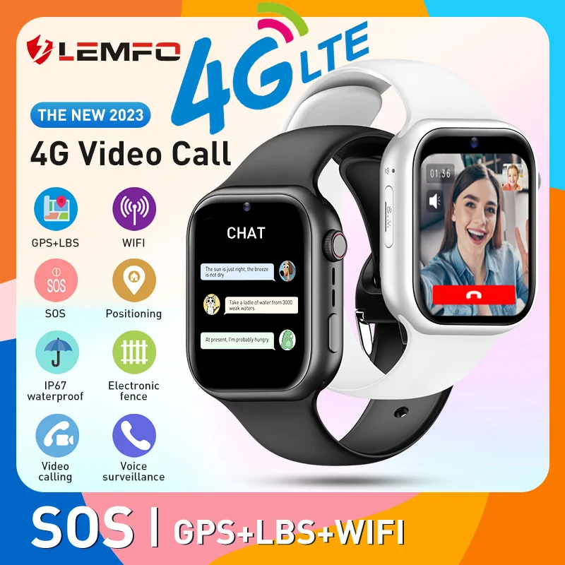 

LEMFO K20 Smartwatch For Kids Boys Girls Gifts Sim Card 4G SOS WiFi GPS Location Camera Video Call Smart Watch Kids watches 2024