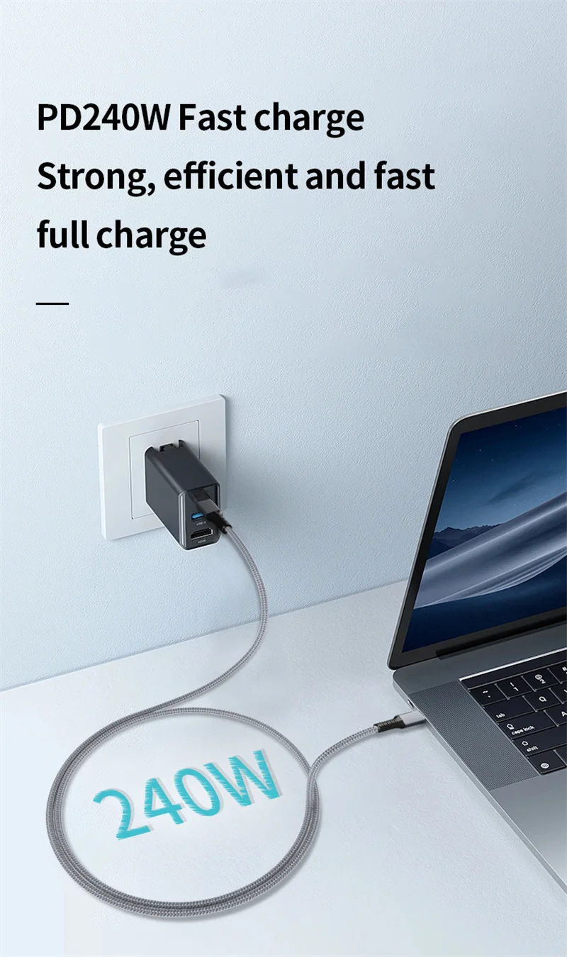 Cabo usb4 thunderbolt 4 pd 240w usb c para tipo c cabo de carregamento rápido 8k @ 60hz 40gbps cabo de sincronização de dados para iphone 15 macbook pro