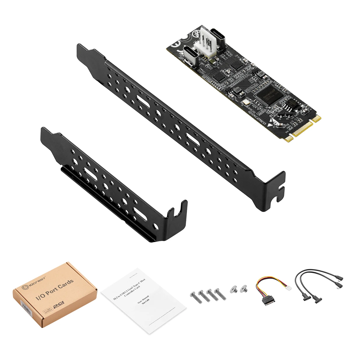 Iocrest Tipo-c Host Controller Card Data Transfer Riser Usb 3.2 Gen2 10 Gbps 22x60 b Chave m Key M.2 a Portas Asm3142 - Imagem 2