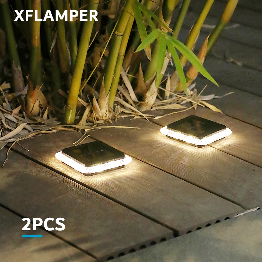 8Led Luci Solari Per Esterni Per Giardino Bianco Caldo Ip65 Impermeabile Deck Scale Step Lawn Pathway Ground Lamp (2 Pezzi)