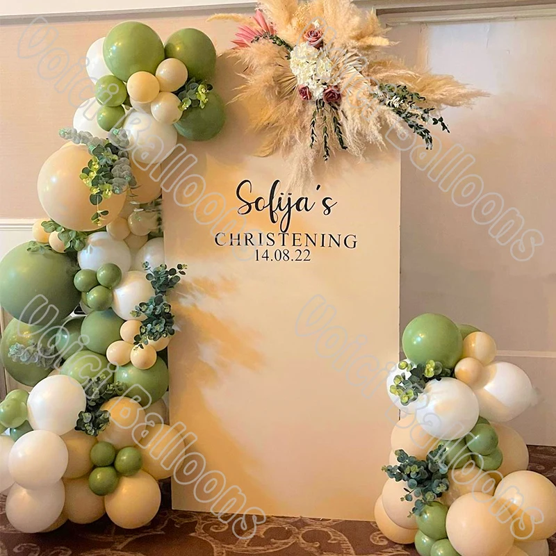 

113PCS Cream Peach Avocado Green Color Balloon Decor Wedding Party Decoration Valentines Bridal Shower Birthday Arch Balloons