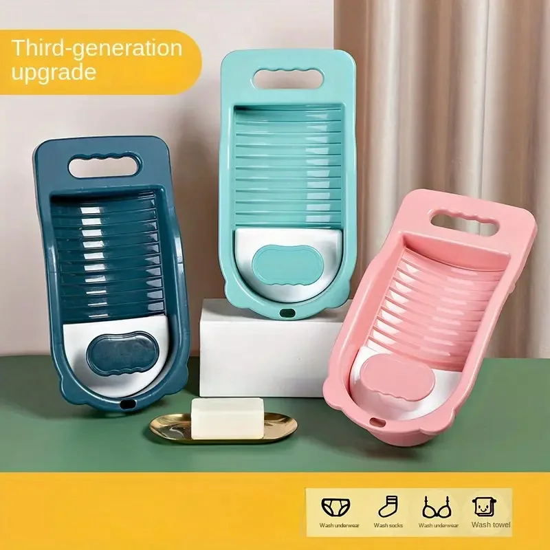 Mini Portable Thickened Plastic Washboard Basin Hand Washing Delicates Socks Underwear Compact Laundry 1pc