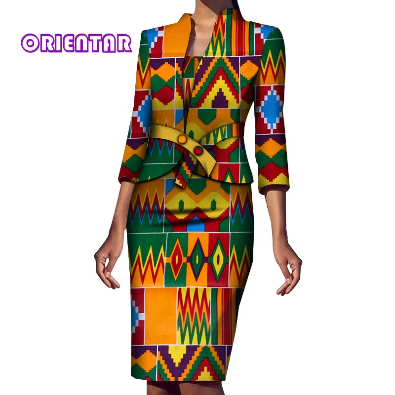 2 Pieces Set Women African Outfits African Print Coat and Sleeveless Dress Elegant Ankara Dress with Jacket Coat WY5994 african clothes for women short dashiki sleeveless casual wide leg jumpsuits with belt ankara fashion print women attire