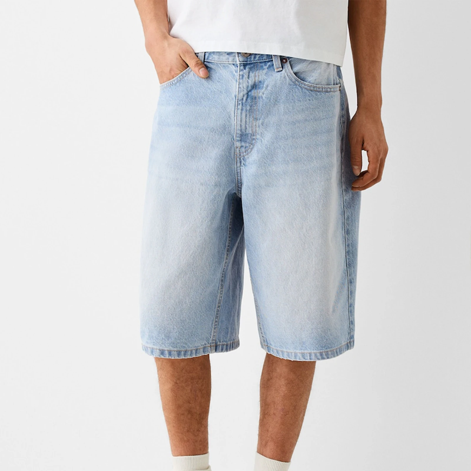 Imcute Baggy jeans shorts for men casual loose fit wide leg denim jorts Y2K vintage hip hop skateboard long jorts streetwear,denim shorts,summer jeans shorts