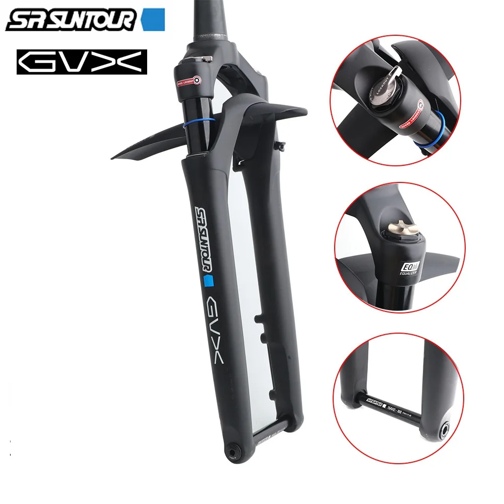 Sr SUNTOUR-GVX-自転車用サスペンションフォーク,スルーアクスル