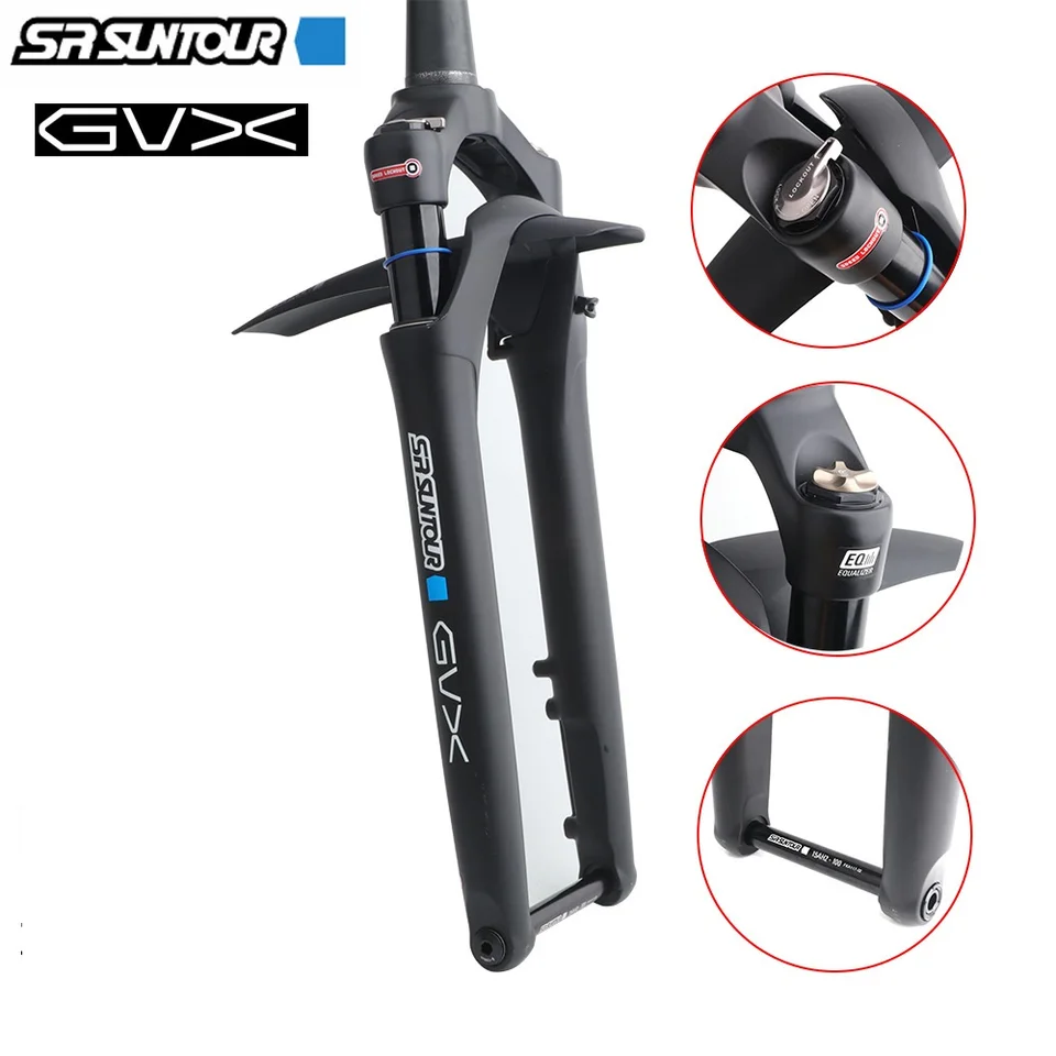 Sr SUNTOUR-GVX-自転車用サスペンションフォーク,スルーアクスル