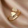 Bagues géométriques de luxe en Zircon pour femmes, en acier inoxydable, couleur or, anneau ouvert, tendance, fête de mariage, bijoux esthétiques, cadeau pour Femme