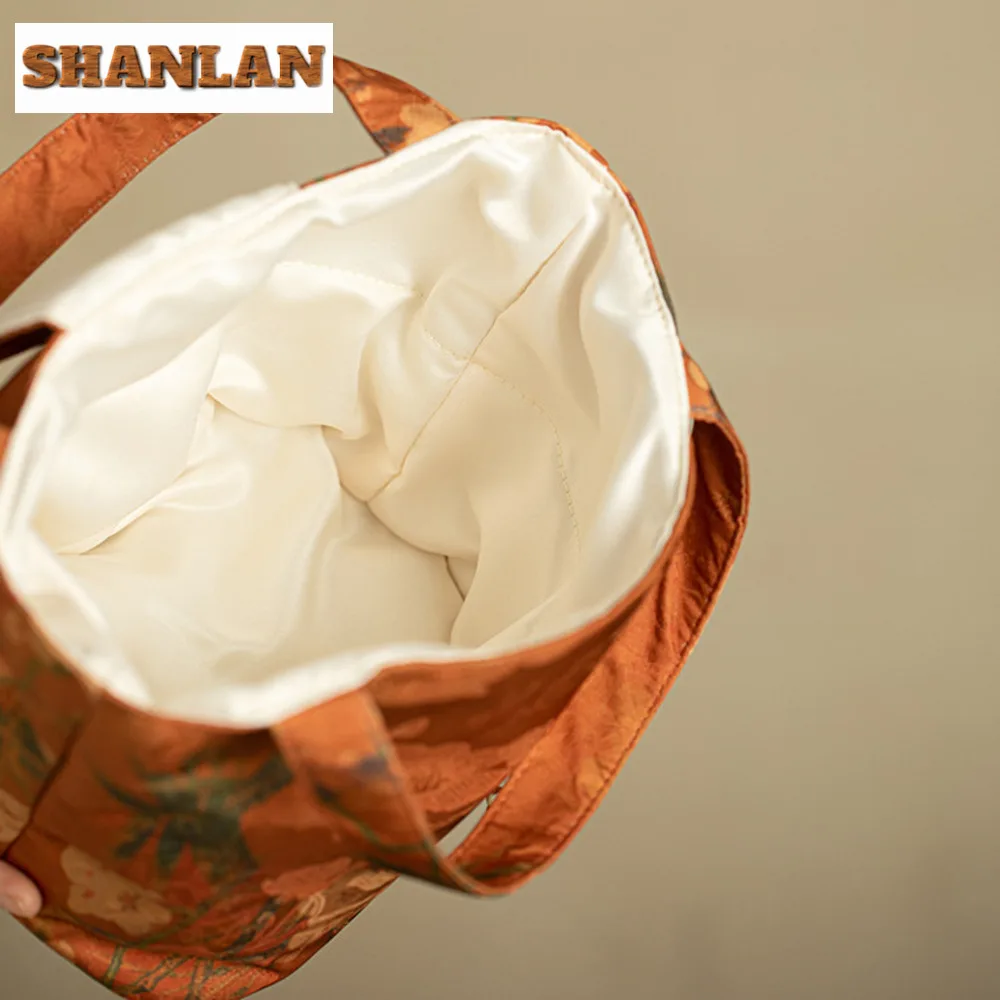 Handmade Fragrant Cloud Gauze Tea Bag Aesthetic Bamboo Flower Handbag Retro Tea Cozy For Teapot Travel Set Bag Crafts