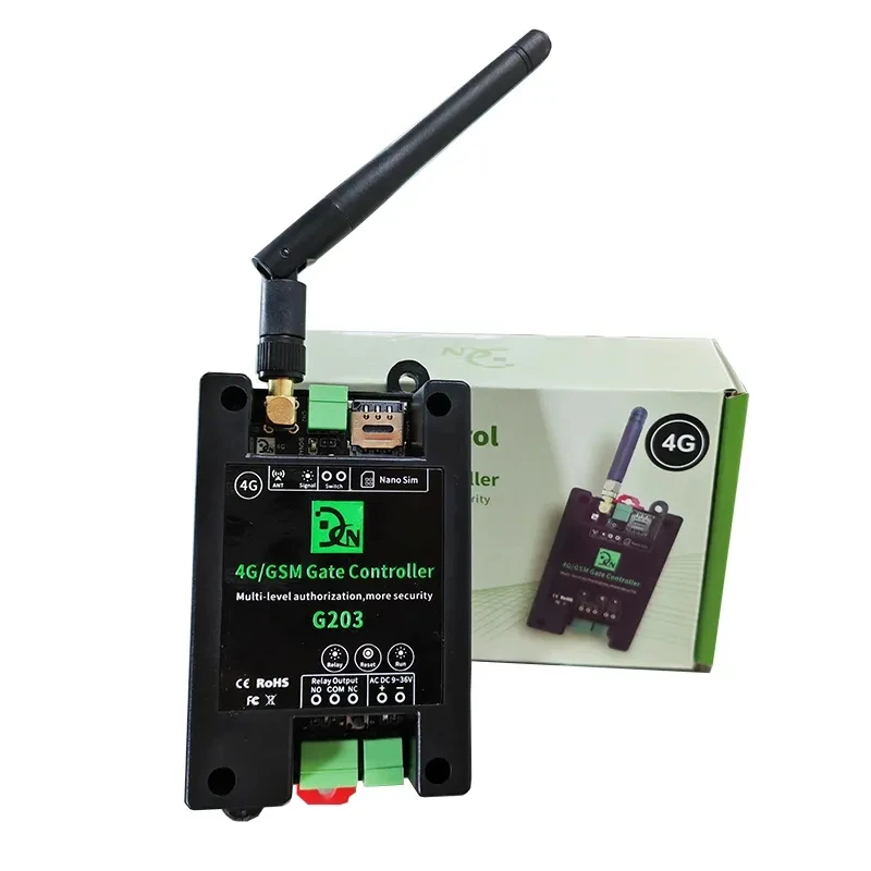 G203 2G/4G 무선 GSM SMS 원격 제어기 1채널 스위치 1 릴레이 출력 게이트 오프너 배리어 셔터 차고 문 오프너용