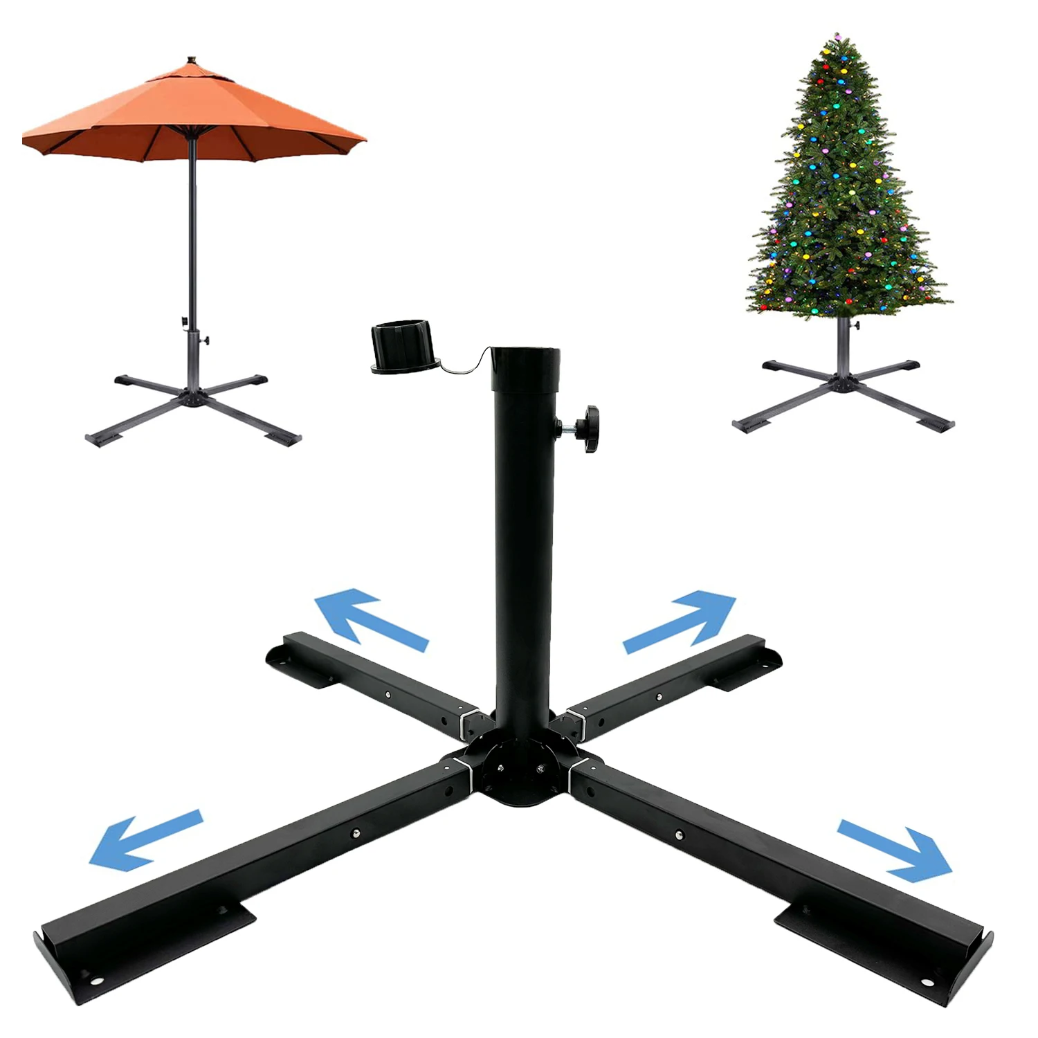 CY Retractable Umbrella Fixed Bracket Outdoor Universal Cross Base Artificial Christmas Tree Adjustable Base Anti-rust