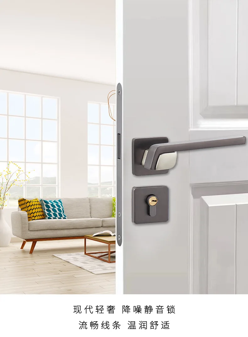 Description Picture 4 of itemHandle Lock Split Type Indoor Door Handle 58 Silent Copper Reverse Fork Lock Body Bedroom Wooden Door Aluminum Alloy Door Lock